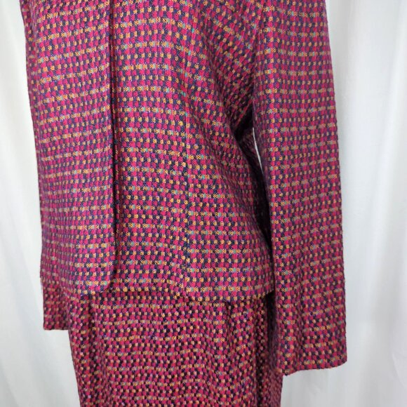 Vintage Evan Picone Blazer Medium Red Tweed Boxy - Picture 3 of 10